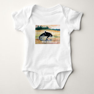 Orca Whale Baby Jersey Bodysuit, White Bodysuit