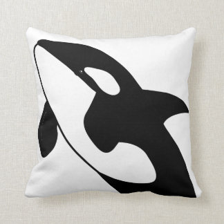 Orca Whale Black and White Square Pillow