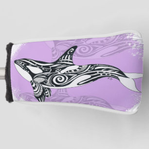 Orca Whale Brushed Tribal Pink Doodle Golf Head Cover