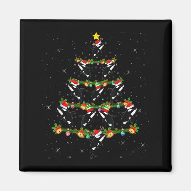 Orca Whale Christmas Tree Lights Santa Funny Sea A Magnet (Front)