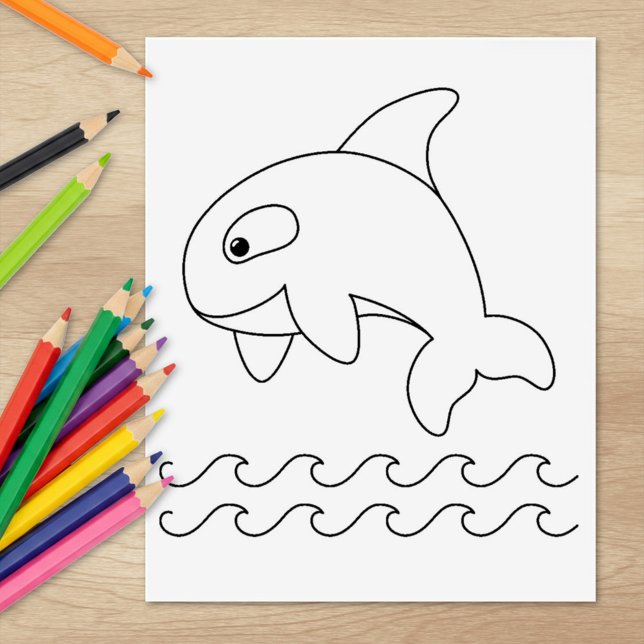 Orca Whale Colouring Page Rubber Stamp (Creator Uploaded)