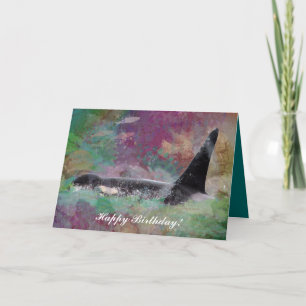 Orca Whale Greeting Card Birthday, Well, BonVoyage