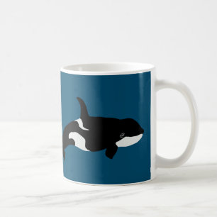 Orca Whale Illustration Cetacea Ocean Blue Coffee Mug