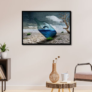 Orca Whale in a Bottle Print Poster Artwork Mural