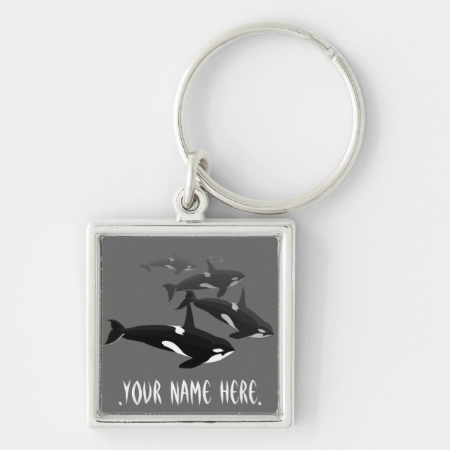 Orca Whale Keychain Personalised Whale Art Gifts (Front)