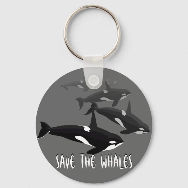 Orca Whale Keychain Personalised Whale Art Gifts (Front)