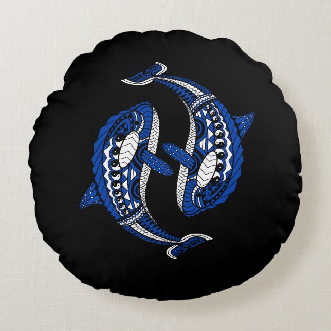 Orca Whale Ocean Animals Round Cushion (Front)