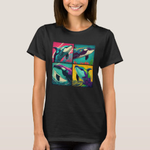 Orca Whale Pop Illustration Colorful Animal Women T-Shirt