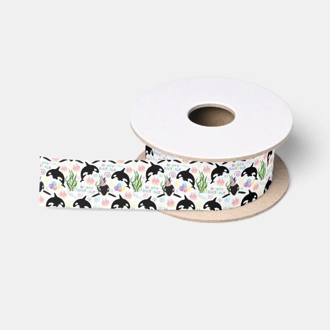 Orca Whale Satin Ribbon (Spool)