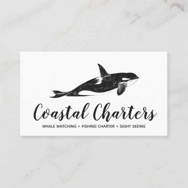 Orca Whale Sketch Business Card (Front)