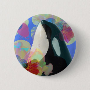 Orca Whale Spy Hop Multicolor Graphic-I SEE You 6 Cm Round Badge
