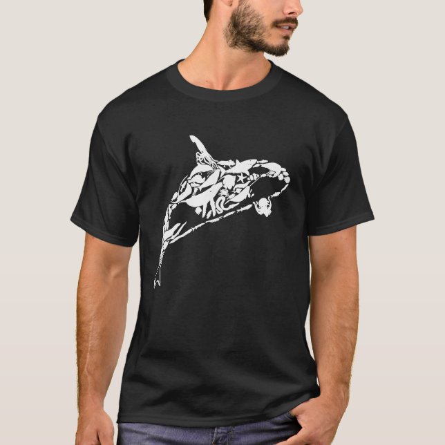 Orca Whale Swimming with the Ocean Family T-Shirt (Front)