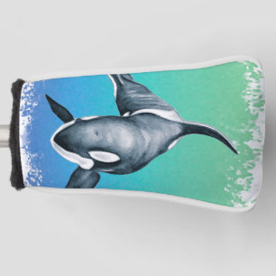 Orca Whale Teal crystal Golf Head Cover