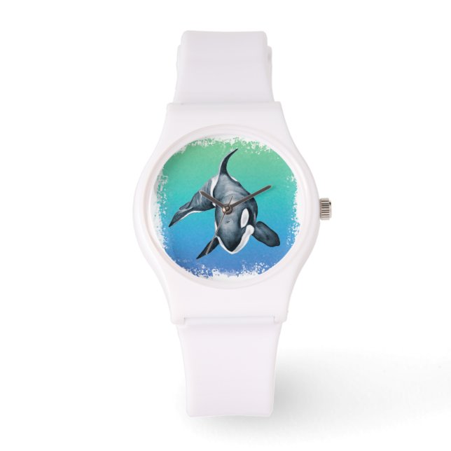 Orca Whale Teal crystal Watch (Front)