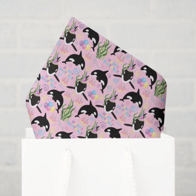 Orca Whale Tissue Paper in Pink (Gift Bag)