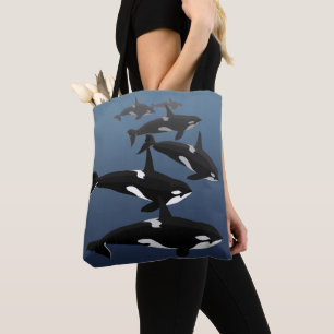 Orca Whale Tote Bags Killer Whale Art Bags