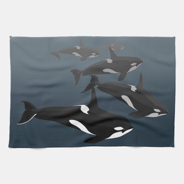 Orca Whale Towel Killer Whale Dish Towels & Decor (Horizontal)