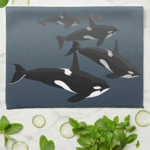 Orca Whale Towel Killer Whale Dish Towels & Decor