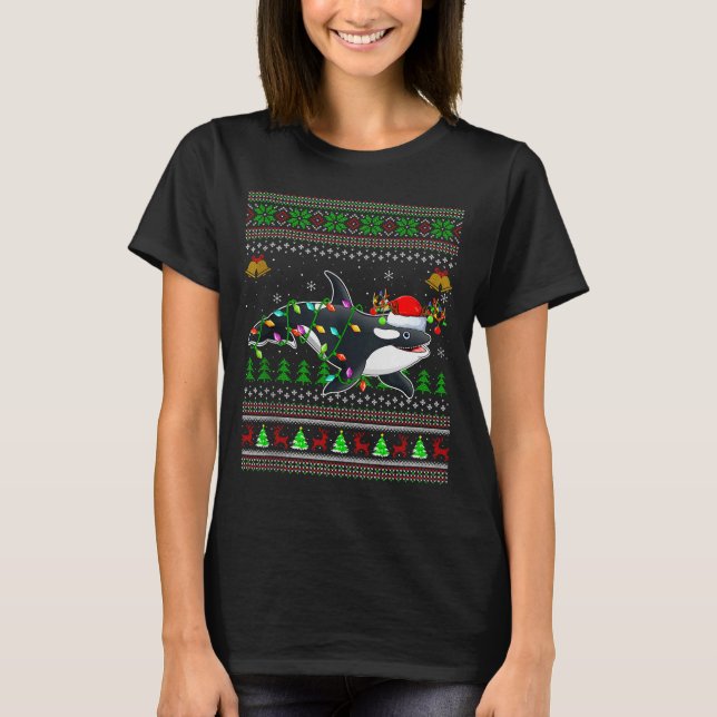 Orca Whale Ugly Christmas Sweaters Santa Sea Anima (Front)