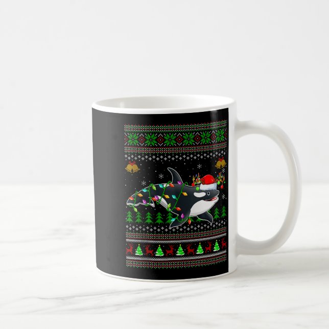 Orca Whale Ugly Christmas Sweaters Santa Sea Anima Coffee Mug (Right)
