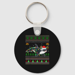 Orca Whale Ugly Christmas Sweaters Santa Sea Anima Key Ring