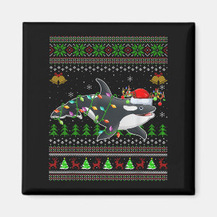 Orca Whale Ugly Christmas Sweaters Santa Sea Anima Magnet
