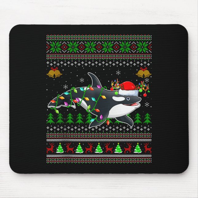 Orca Whale Ugly Christmas Sweaters Santa Sea Anima Mouse Mat (Front)