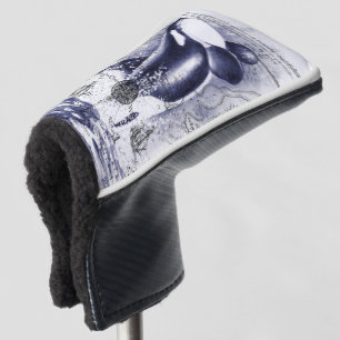 Orca Whale Vintage Map Blue Golf Head Cover