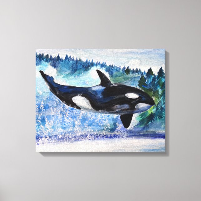 Orca whale watercolor Canvas (Front)