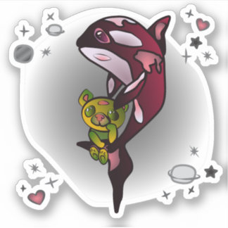 Orca Whale with Teddy Bear in Space Graphic Design