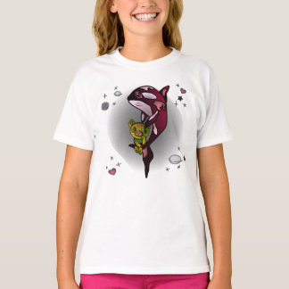 Orca Whale with Teddy Bear in Space Graphic Design T-Shirt
