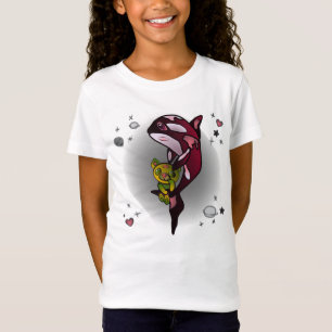 Orca Whale with Teddy Bear in Space Graphic Design T-Shirt