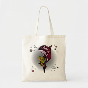 Orca Whale with Teddy Bear in Space Graphic Design Tote Bag