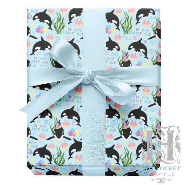 Orca Whale Wrapping Paper in Blue (Creator Uploaded)