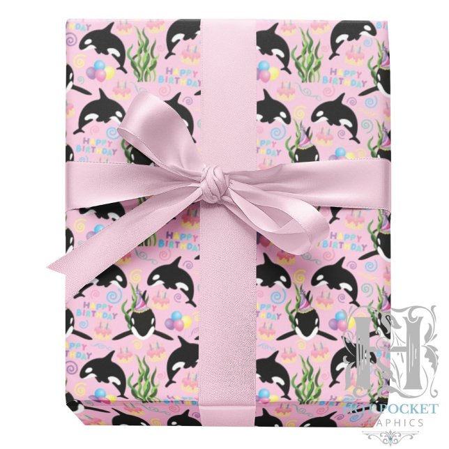Orca Whale Wrapping Paper in Pink (Creator Uploaded)