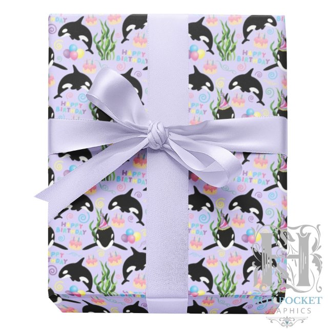 Orca Whale Wrapping Paper in Purple (Creator Uploaded)