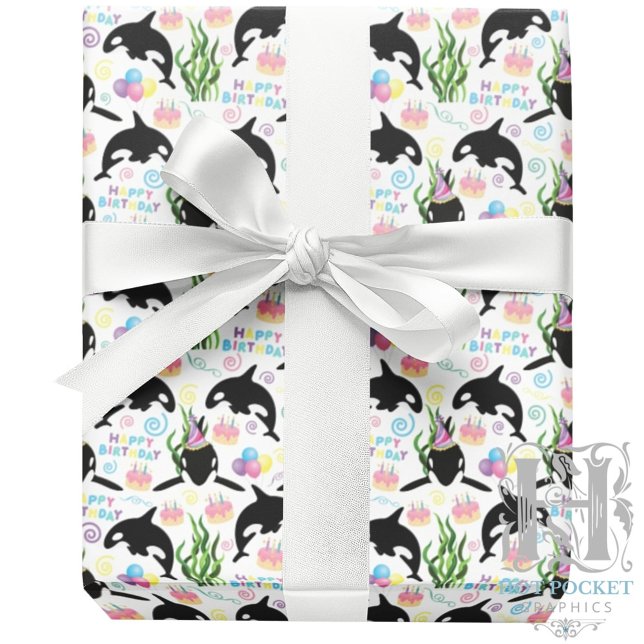 Orca Whale Wrapping Paper in White (Creator Uploaded)