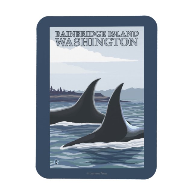 Orca Whales #1 - Bainbridge Island, Washington Magnet (Vertical)