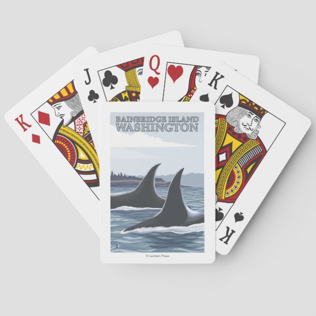 Orca Whales #1 - Bainbridge Island, Washington Playing Cards (Back)