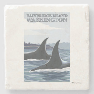 Orca Whales #1 - Bainbridge Island, Washington Stone Coaster