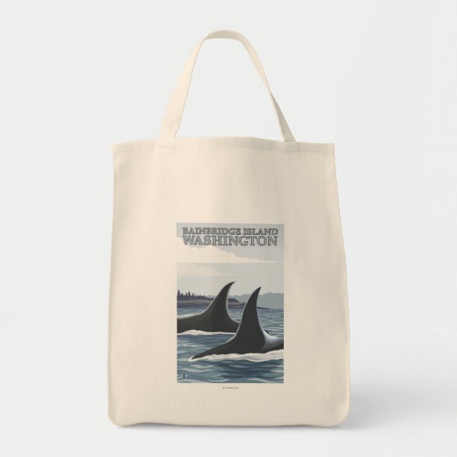 Orca Whales #1 - Bainbridge Island, Washington Tote Bag (Front)