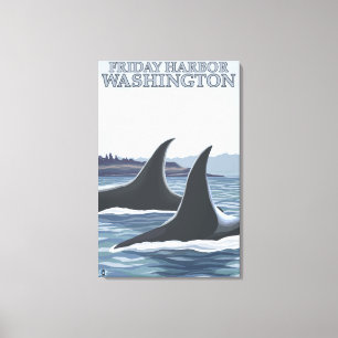 Orca Whales #1 - Friday Harbour, Washington Canvas Print