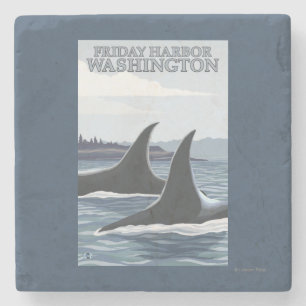 Orca Whales #1 - Friday Harbour, Washington Stone Coaster