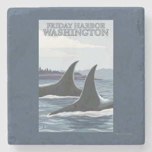 Orca Whales #1 - Friday Harbour, Washington Stone Coaster
