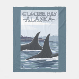Orca Whales #1 - Glacier Bay, Alaska Fleece Blanket