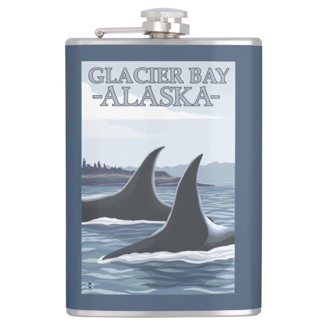 Orca Whales #1 - Glacier Bay, Alaska Hip Flask (Front)