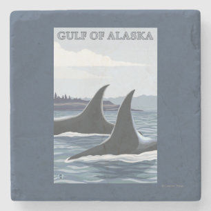 Orca Whales #1 - Gulf of Alaska Stone Coaster