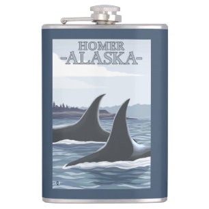 Orca Whales #1 - Homer, Alaska Hip Flask