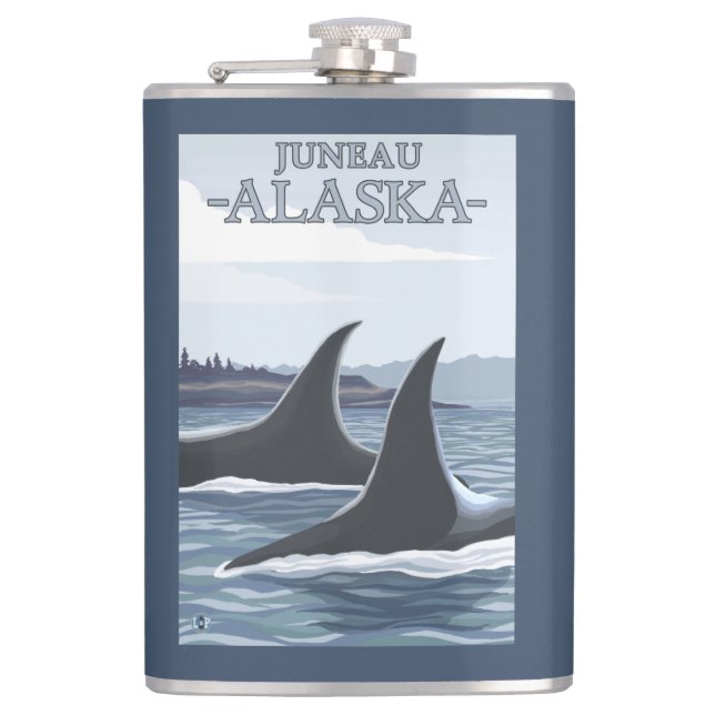 Orca Whales #1 - Juneau, Alaska Hip Flask (Front)