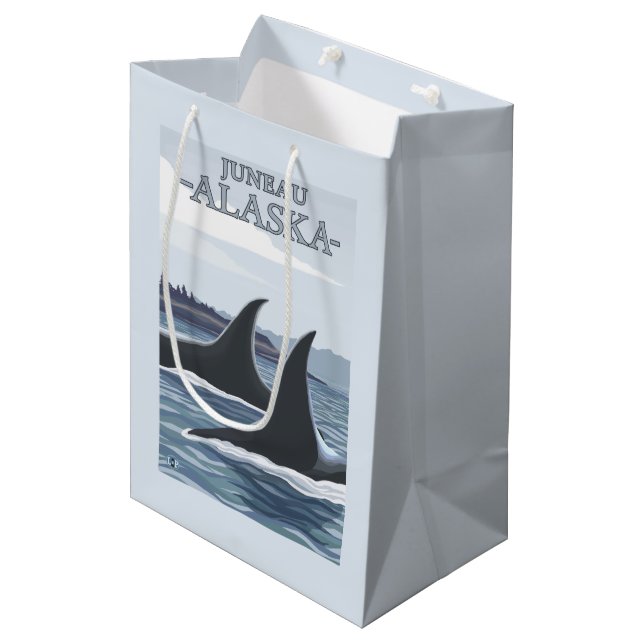 Orca Whales #1 - Juneau, Alaska Medium Gift Bag (Front Angled)